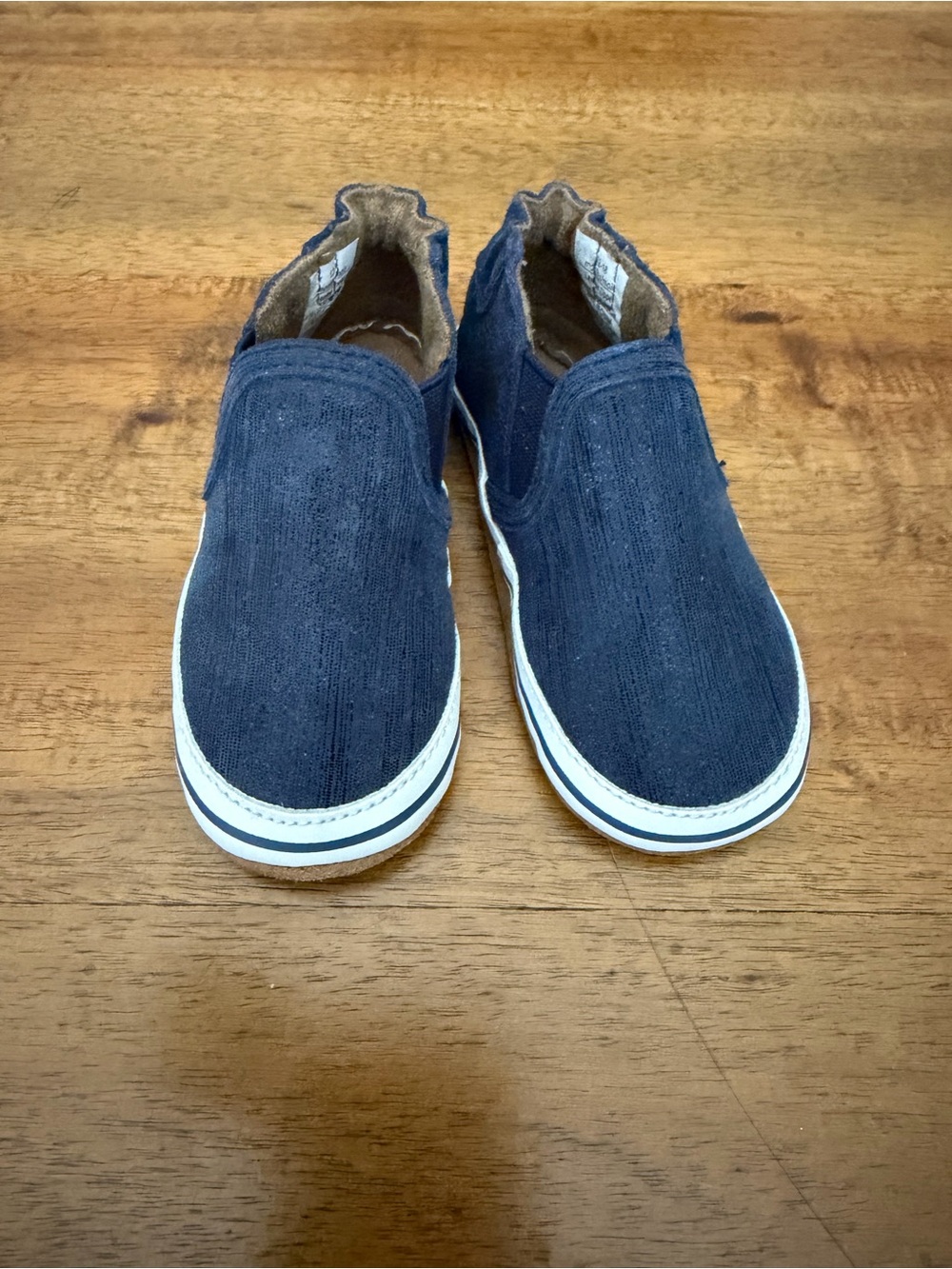 Robeez Liam Navy Blue Slip-On Baby Walker Shoes, 12-18 month